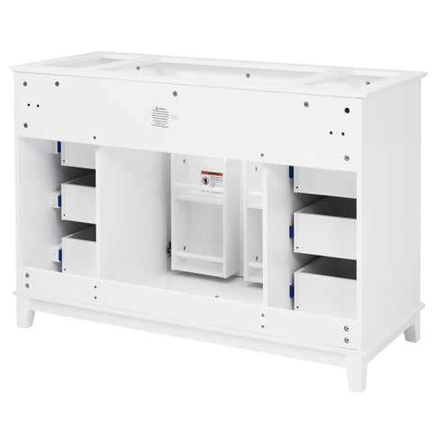 Bathroom Vanity Cabinet Only, 6 Soft Close Drawers & Double Doors - White