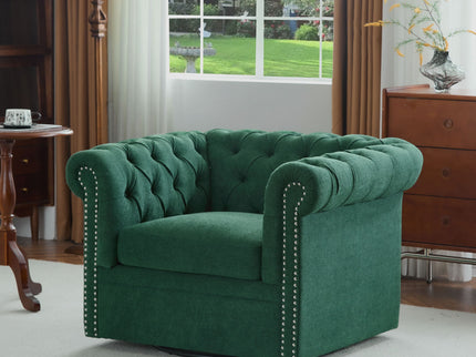 Chesterfield Style Swivel Club Chair With Button Tufted