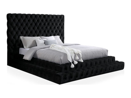 Tufted Oversized Headboard Platform Bed With Fully Upholstered Frame