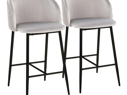 Fran - Pleated Waves Contemporary Fixed Height Counter Stool (Set of 2)