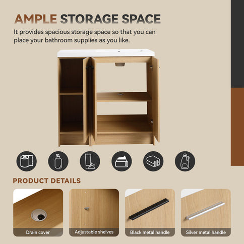 Wall Mounted Floating Bathroom Vanity With Sink, 3 Door Modular Cabinet