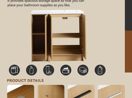 Freestanding Bathroom Vanity Set With Tall Linen Cabinet, 3 Door Storage Cabinet, Single Sink