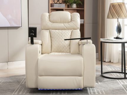 270 Degree Swivel Power Recliner With Tray Table, Phone Holder, Cup Holder, USB Port