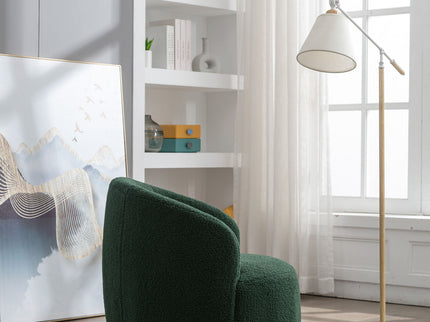 Teddy Fabric Swivel Accent Armchair Barrel Chair With Powder Coating Metal Ring