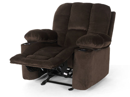 Luxurious Manual Recliner Chair With Skin-Friendly Fabric And Dual Cup Holders