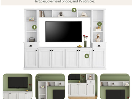 Minimalist Entertainment Wall Unit Set With Bridge For TVs Up To 75"
