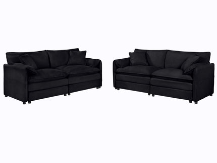 Modern Oversized Deep Seat Luxury 2 Piece Sofa Set With 4 Pillows