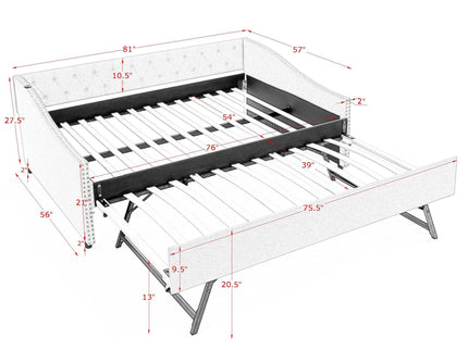 Upholstered Daybed With USB Charging & Pull Out Bed