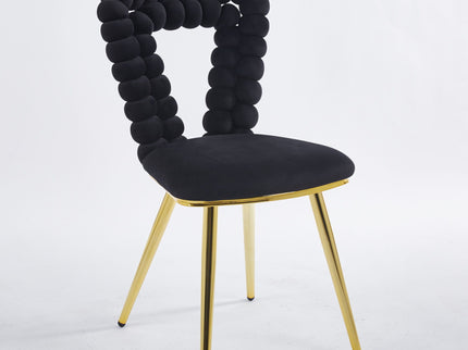 Modern Chair With Iron Tube Legs, Soft Cushions And Comfortable Backrest, Suitable For Dining Room, Living Room, Cafe, Hairball Back