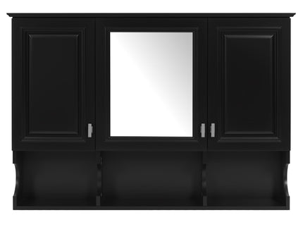 Modern Wall Mounted Mirror Medicine Cabinet With Open Shelves, Adjustable Interior, Storage Over Toilet