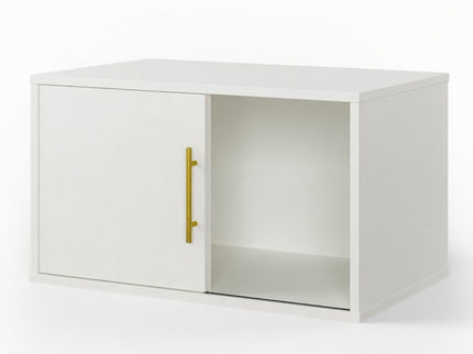 Cube Storage Organizer With Sliding Door Stackable Modular Bookshelf & Storage Cabinet - White