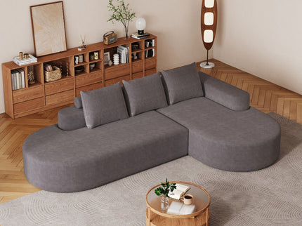 Modern Curved Sofa, L-Shaped Modular Sectional Set With 3 Pillows