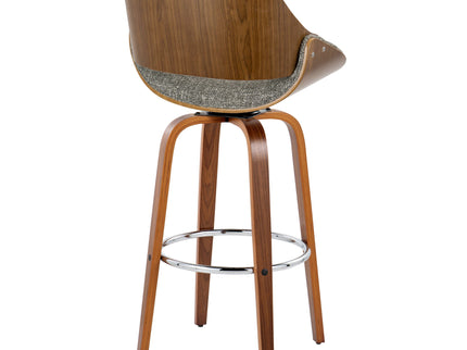Fabrizzi - Mid Century Modern Fixed Height Barstool With Swivel With Round Footrest (Set of 2)