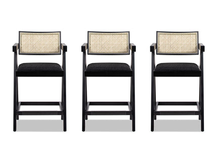 Milan - Modern Webbing Back Stool With Arms (Set of 3)