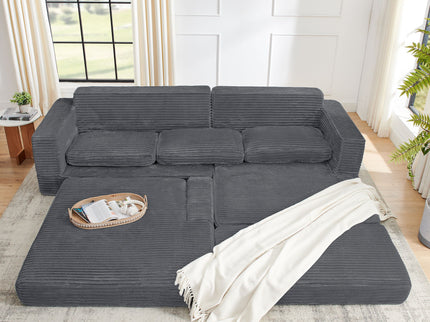 Modern Minimalist L Shape Modular Sectional Sofa, Couch