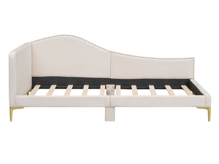 Upholstered Daybed With Headboard And Armrest, Support Legs