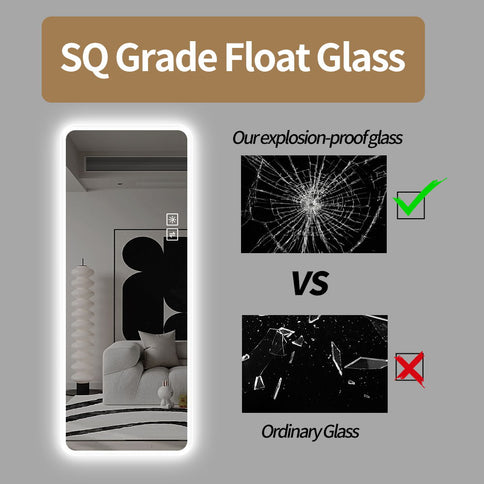 Full Length Mirror Lighted Vanity Body Mirror LED Mirror Wall Mounted Mirror Big Size Rounded Corners, Bedroom, Living Room, Dressing Room Hotel - Clear