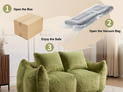 Giant Bean Bag Couch, Ultra Soft Fluffy Loveseat For Living Room