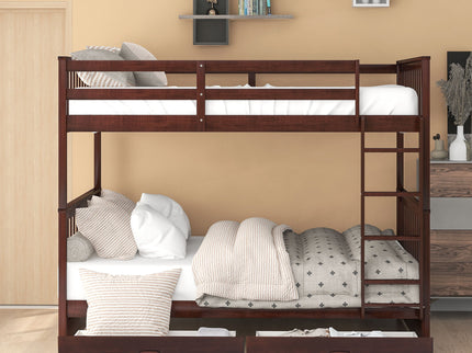 Bunk Bed With Ladders And 2 Storage Drawers