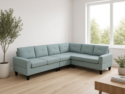 Modular L - Shaped Sectional Sofa 6 Seater 4 Piece, Couch With Chaise - Green