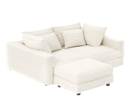 4 Seat Sofa With Soft Pillows And Movable Ottoman