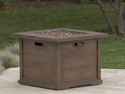Outdoor Patio Square Gas Burning Mgo Fire Pit, Tank Inside, 40000 Btu