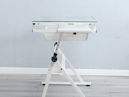 Adjustable Tempered Glass Drafting Printing Table With Chair
