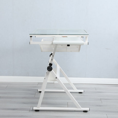 Adjustable Tempered Glass Drafting Printing Table With Chair