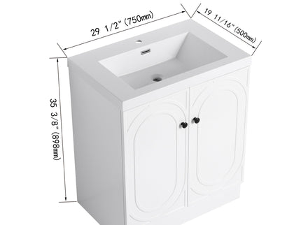 Contemporary Freestanding Bathroom Vanity With Resin Sink & Soft-Close Cabinet Doors