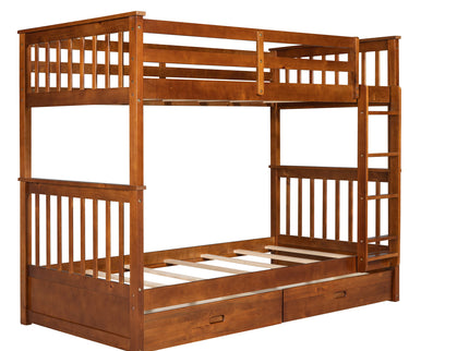 Bunk Bed With Ladders And 2 Storage Drawers
