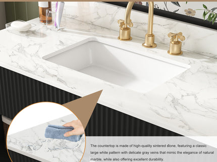 Bathroom Vanity Set, Soft Close Doors & Drawers, 3 Faucet Holes, Sink Included - Black