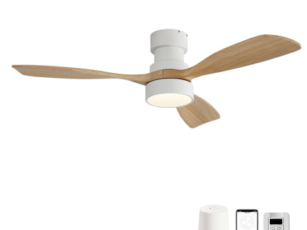 48" Ceiling Fan With Light And App Control, Quiet DC Motor, 6 Speed Fan, Dual Mounting - White