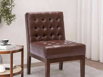 Contemporary Accent Chair With Tufted Waffle Stitch - Dark Brown