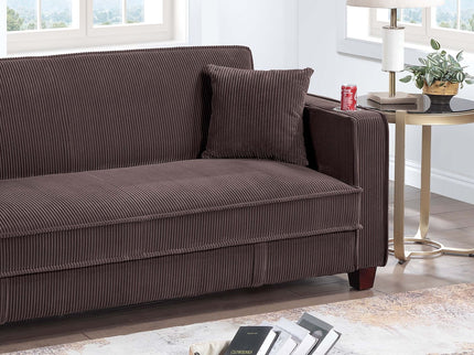 Modern Convertible Sofa With Hidden Storage USB Port, Cup Holder