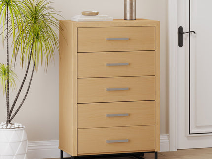 Borah - Contemporary Wood 5 Drawer Dresser - Natural