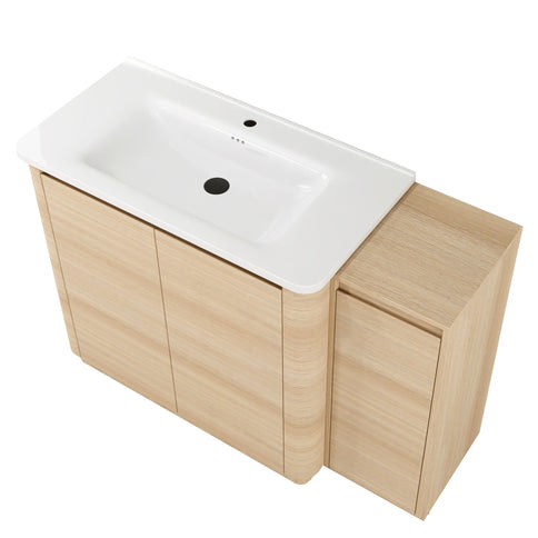 Freestanding Bathroom Vanity With Sink, 1 Small Storage Cabinet, Soft Close Door