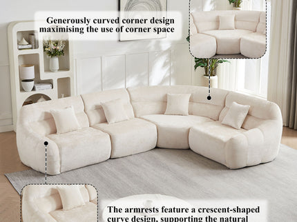 Luxury Curved Corner Sectional Sofa With 4 Pillows