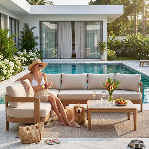 Outdoor Patio Sectional Sofa Set - Oak