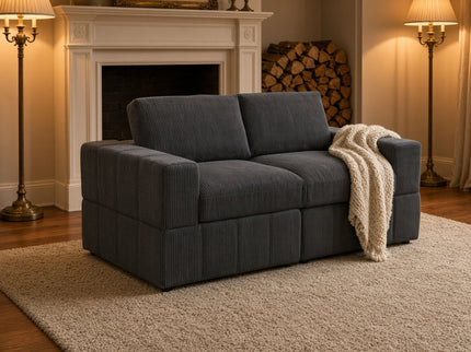 Oversized Modular Loveseat, 2 Piece Living Room Sofa Set - Dark Gray