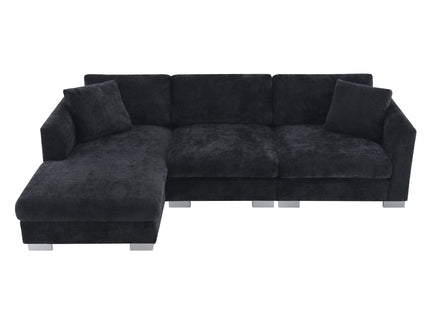 Modern Cloud Sectional Sofa L Shaped Luxury Couch Set With 2 Free Pillows 4 Seat With Oversized Chaise