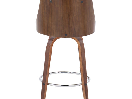 Gianna - Mid-Century Modern Fixed Height Stool With Swivel With Round Footrest (Set of 2)