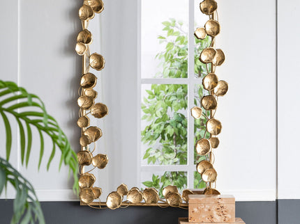 Full Length Arched Wall Mirror With en Leaf Accents Decorative Mirror For Living Room Bedroom - Gold