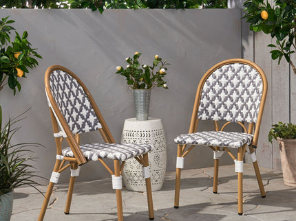 Chic French Bistro Chair With Durable Rattan And Aluminum Frame