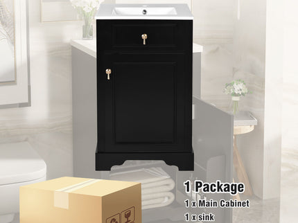 Elegant Bathroom Vanity With Ceramic Sink, Soft Close Door, Adjustable Shelf