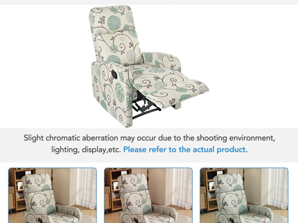 Modern Manual Recliner, Home Theater Chair With Adjustable Backrest For Living Room - Beige / Blue