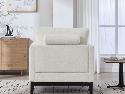 Wide Modern Farmhouse Performance Accent Chair With Legs, Wood Base