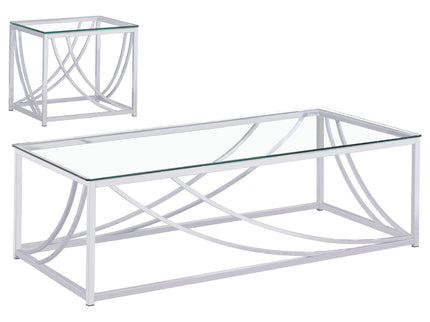 Kempton - 2 Piece Coffee And End Table Set - Chrome
