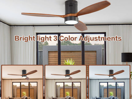 52" Reversible Ceiling Fan With Dimmable Light And Remote Control, DC Motor, Memory Function - Matte Black