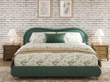 Upholstered Platform Bed Frame With Curved Headboard