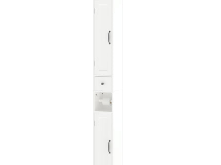 Slim Tall Bathroom Storage Cabinet With Adjustable Shelves, 2 Doors Freestanding Cabinet - White